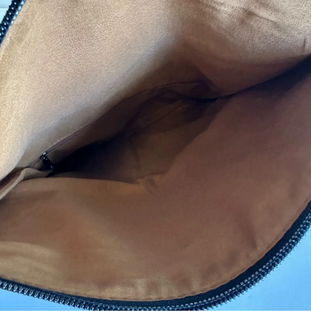Tan Faux Leather Fold-Over Clutch‎ Crossbody with Chain Strap